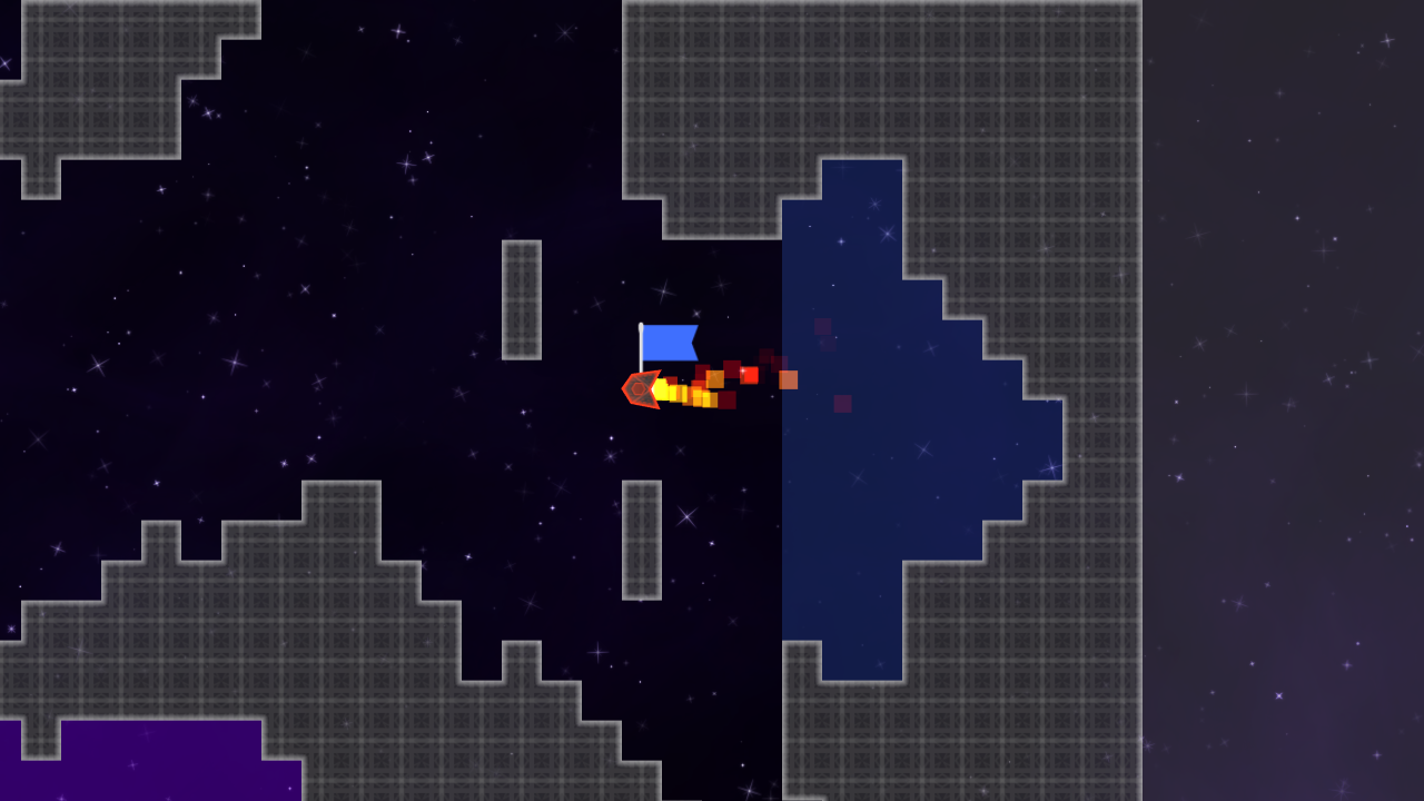 Red player retreating from blue team's base while holding blue flag.